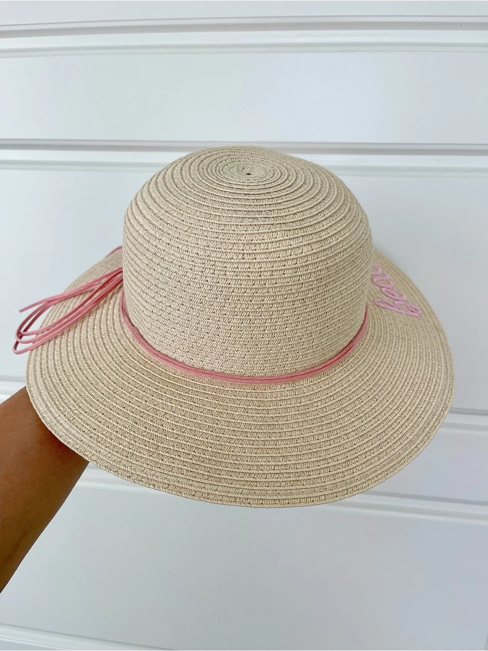 Kids Straw Sun Hat with Pink Floral Bow